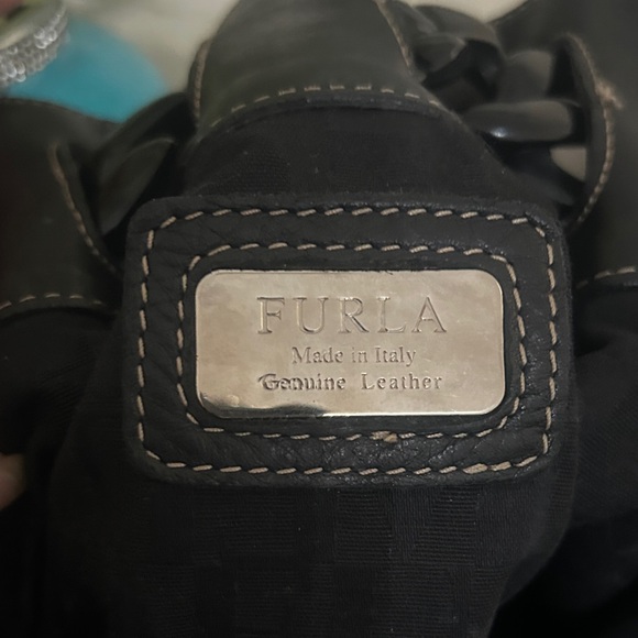FURLA Black Leather Shoulder Bag with Dust Bag - Picture 14 of 14